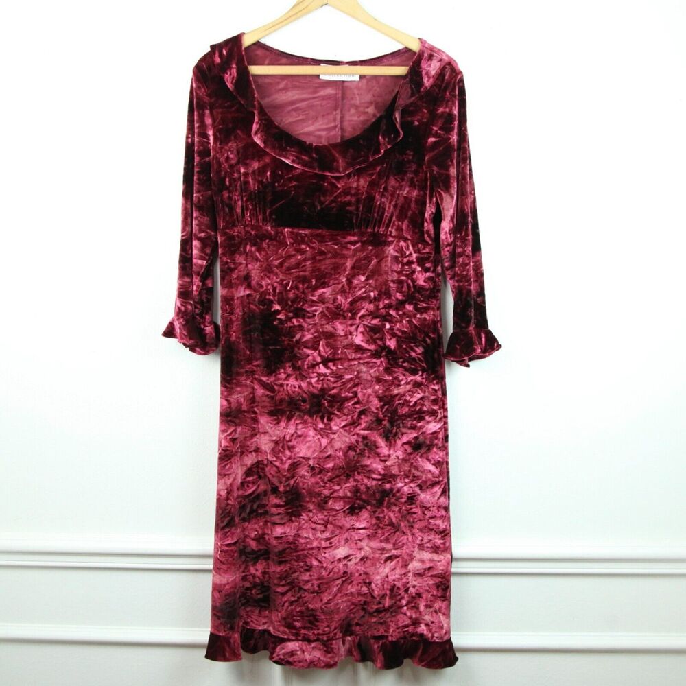 Y2K Babydoll Dress Velvet‎ Ruffle Whimsigoth Grunge Goth Boho 90s Medium Western